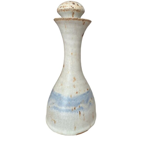 Handmade Stoneware Oil & Vinegar Cruet Set Rustic Pottery Ceramic Kitchen Decor - Picture 4 of 8